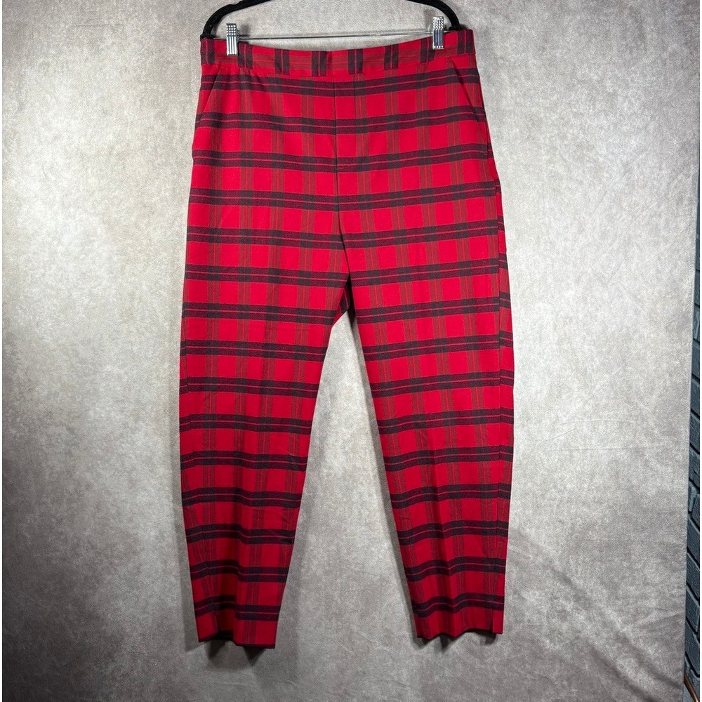 Banana Republic‎ Pants Womens 14 Red Hayden Plaid Tartan Ankle Tapered Stretch